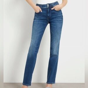 Guess Women 6/28 Blue Denim Stretch High Rise Sadie Straight Shape Up Jeans NWT